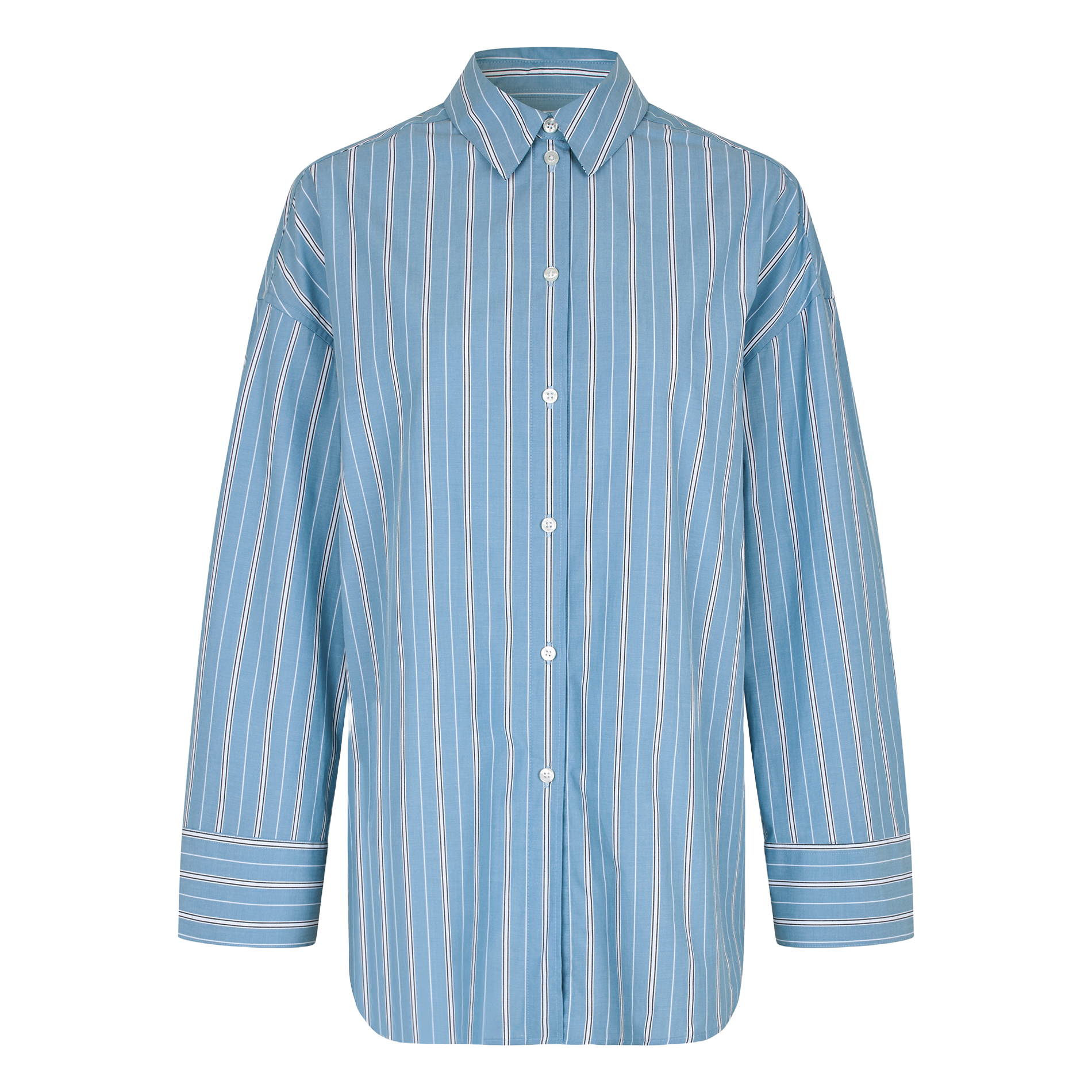 MARIKA - Chemise col classique ample en coton organique | Bleu