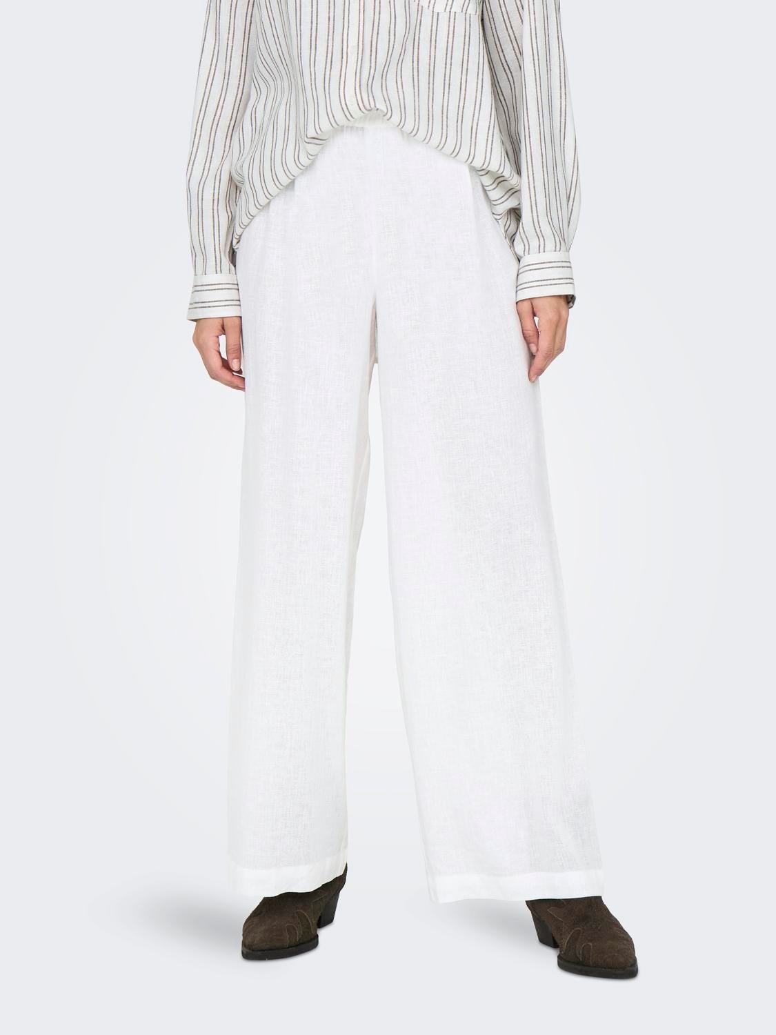 ONLTOKYO2025 Hohe Taille Gerade geschnitten Hose mit weitem Beinschnitt Bright White