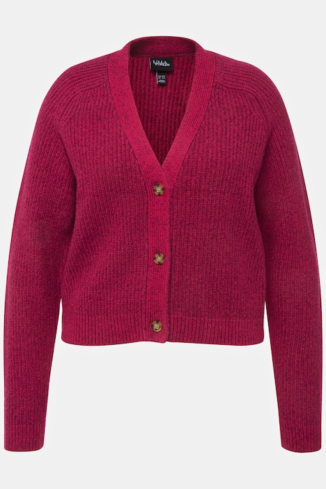 Strickjacke, V-Ausschnitt, Knopfleiste, Raglanärmel
