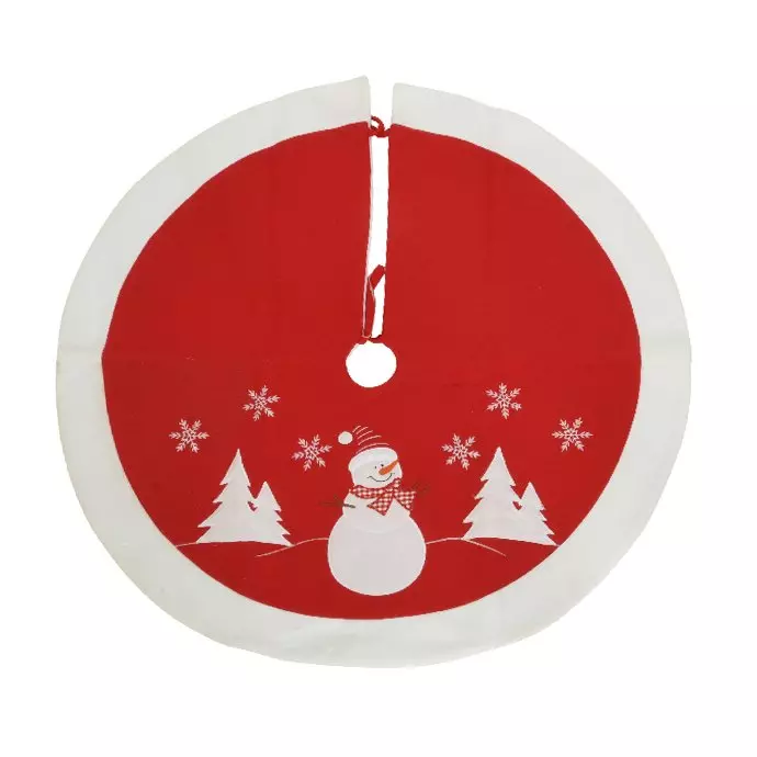 Tapis de sapin rond (D89 cm) Bonhomme de neige