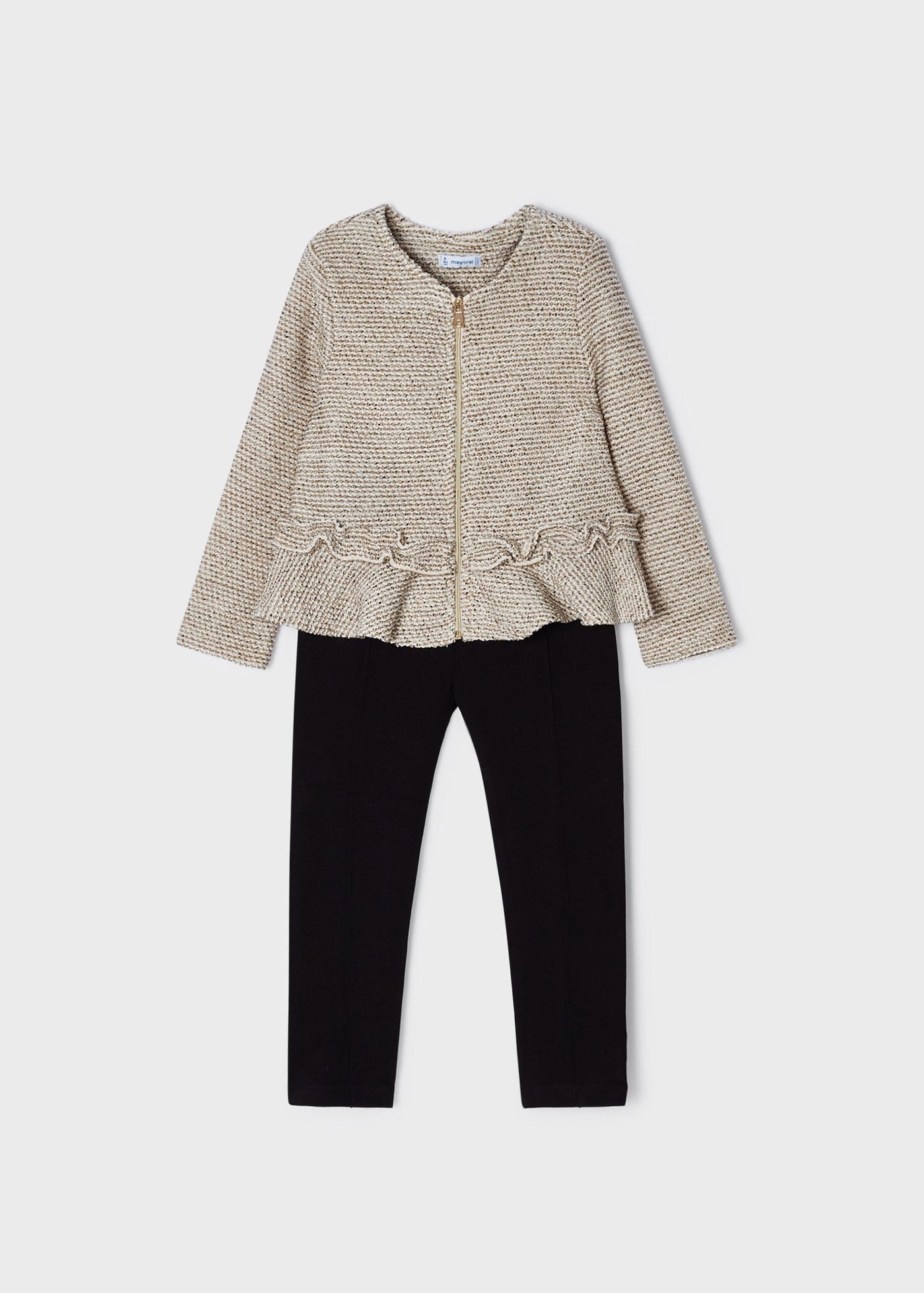 Conjunto de duas peças com blusa de moletom com zíper para meninas