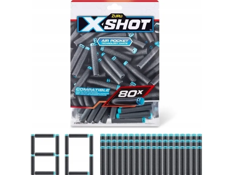 X-Shot Excel 80PK Refill Darts Foilbag