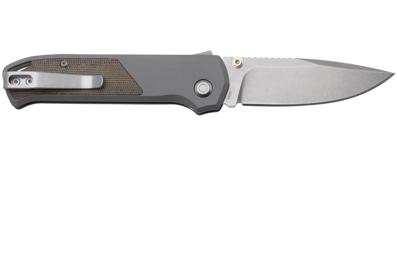 Flytanium Arcade Shark-Lock 1255 Stonewashed, Gunmetal Grey Aluminum, Green Canvas Micarta Inlay, zakmes