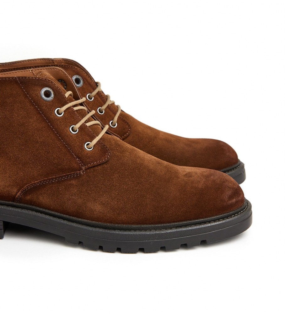 Botas de cano curto Pepe Jeans Logan em couro marrom deserto