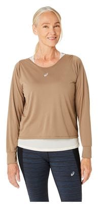 Maillot manches longues Asics Nagino Run Kaki/Beige Femme
