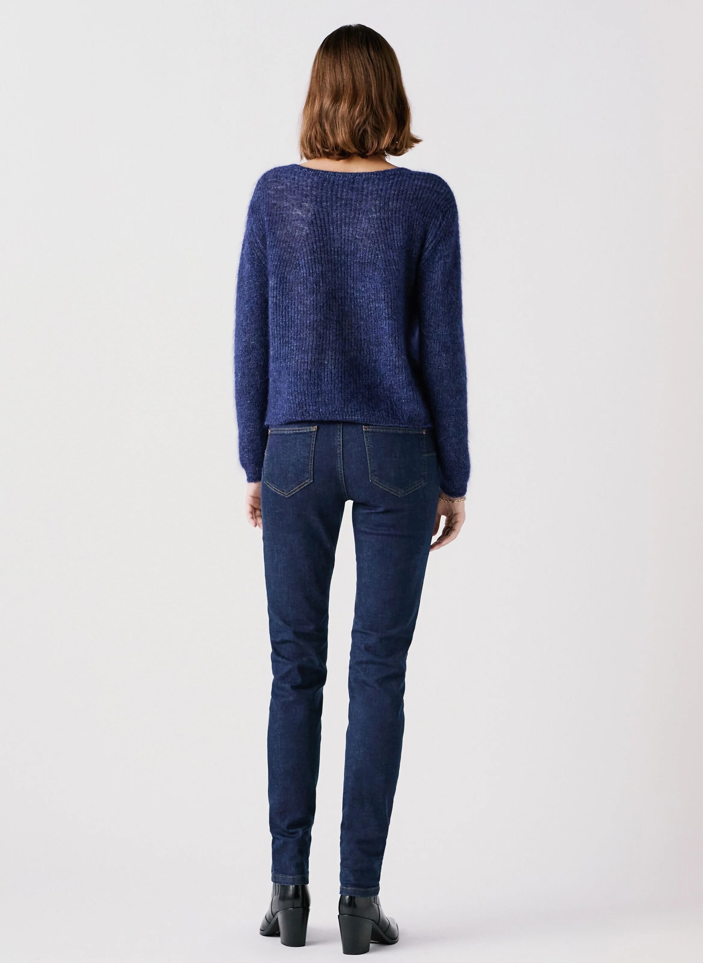 MLENNON - Gilet col rond en laine mélangée| Bleu