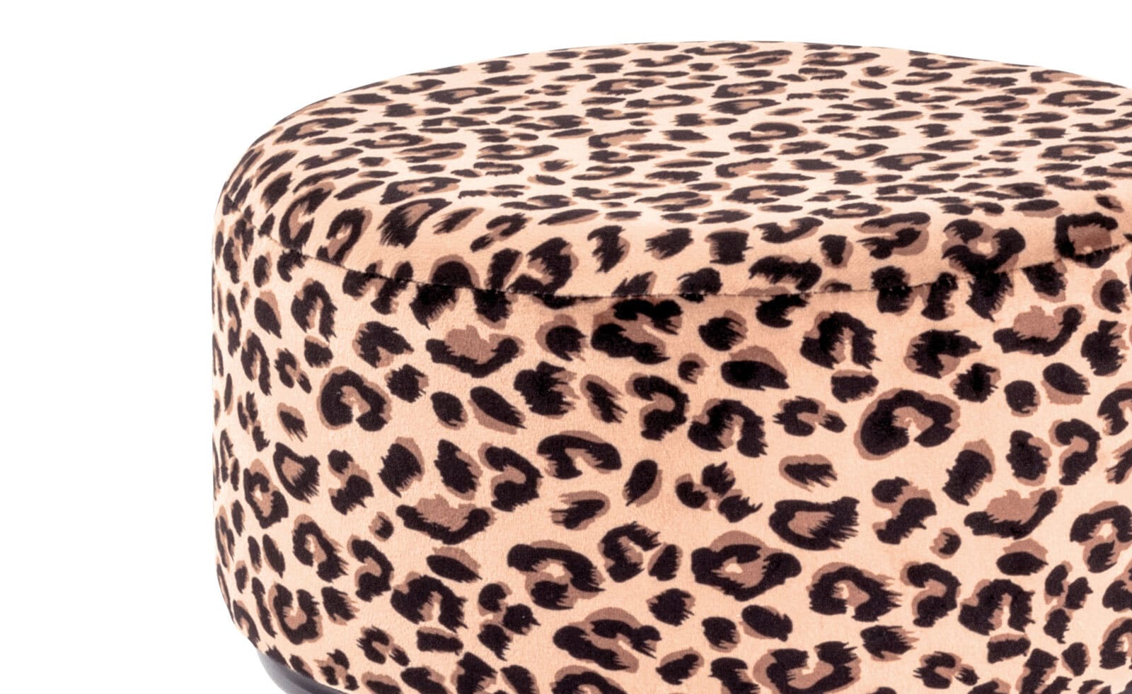 Hocker rund 30 cm Schwarz/ Leopardenmuster