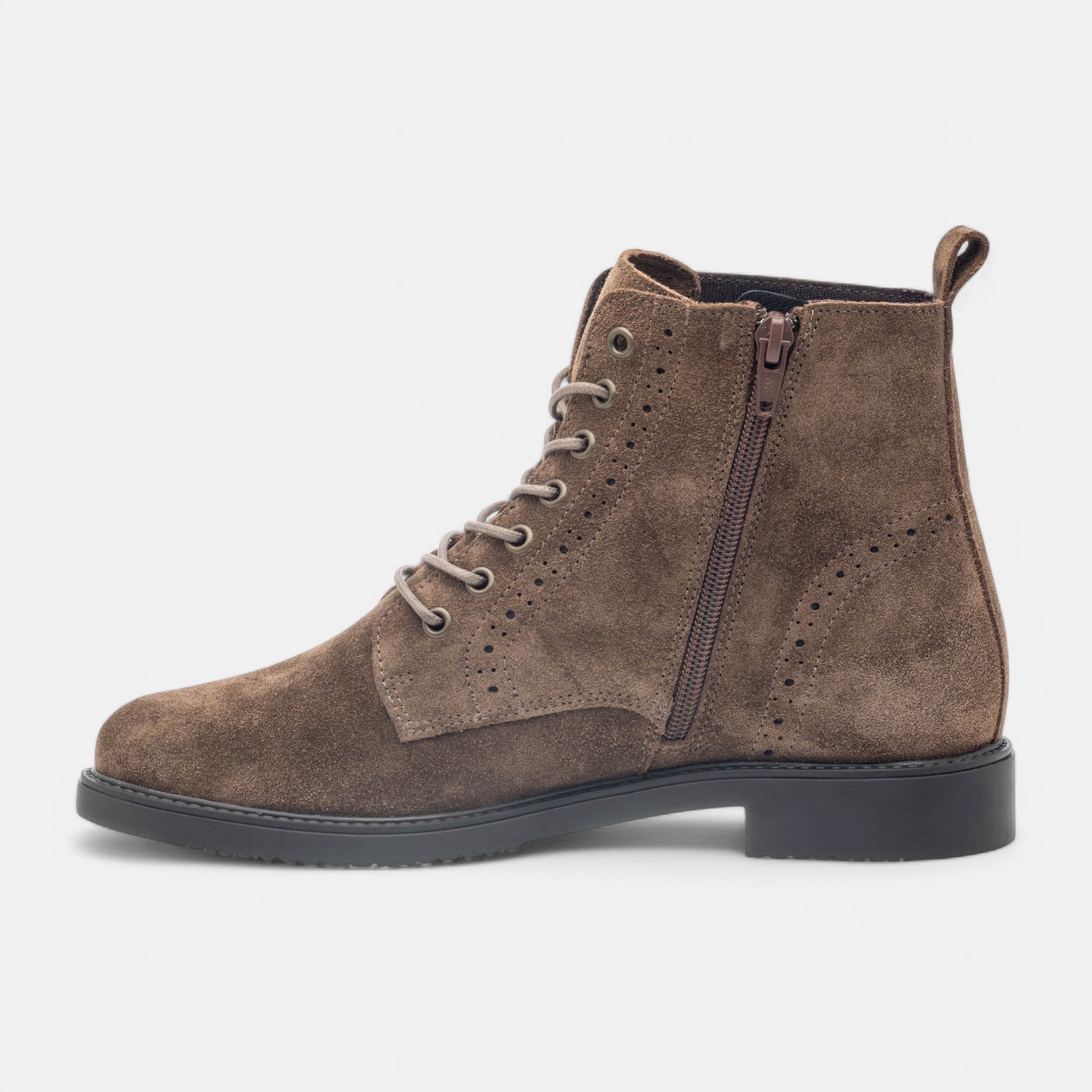 Bottines à lacets Femme en cuir taupe
