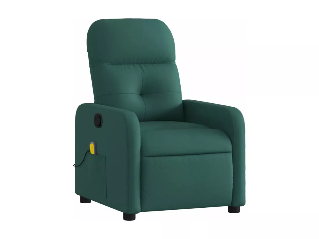 Fauteuil massant inclinable Vert foncé Tissu