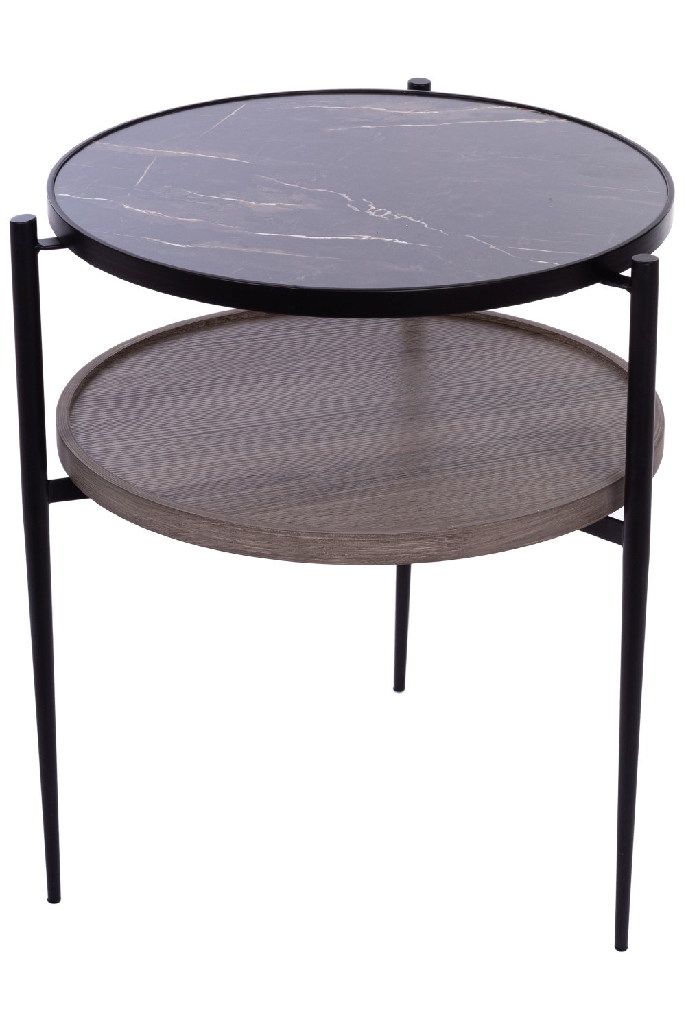 Beistelltisch - schwarz-braun - Marmoroptik