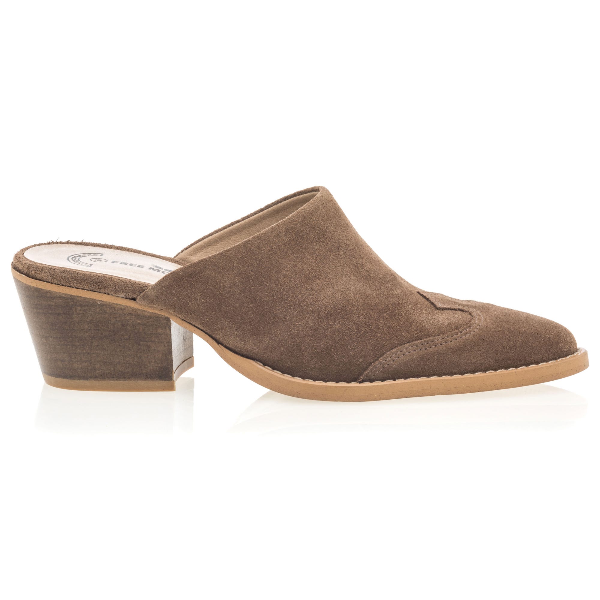Mules à talon Femme en cuir taupe