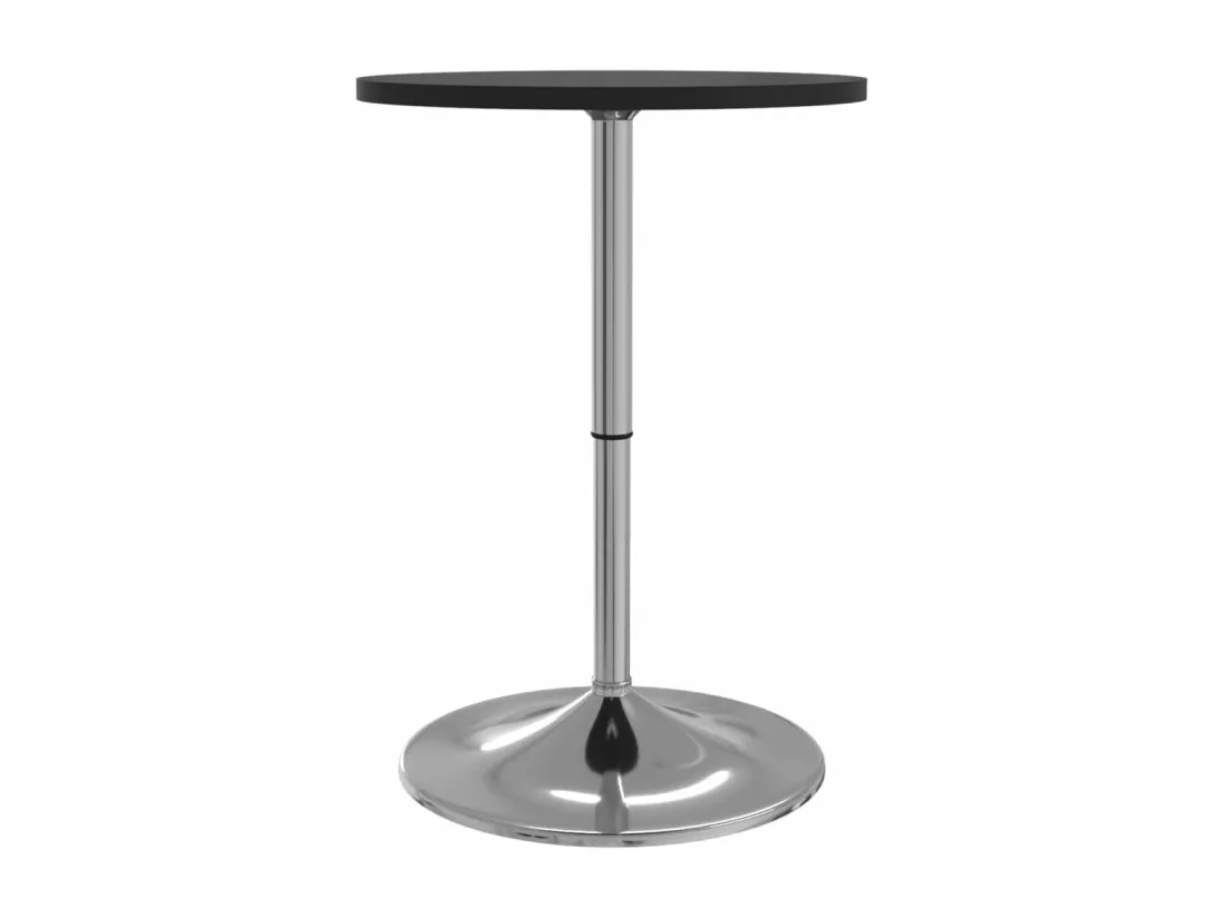 Table de bar noir 50x50x90 cm bois d'ingénierie et acier chromé