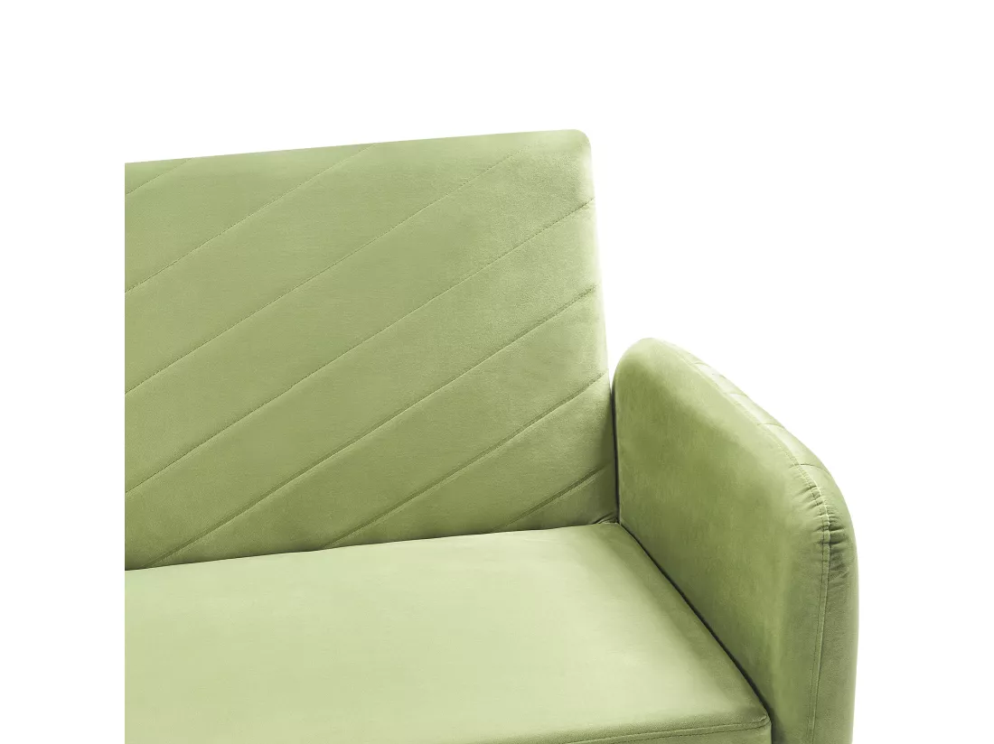 Canapé convertible 3 places en velours vert olive SENJA