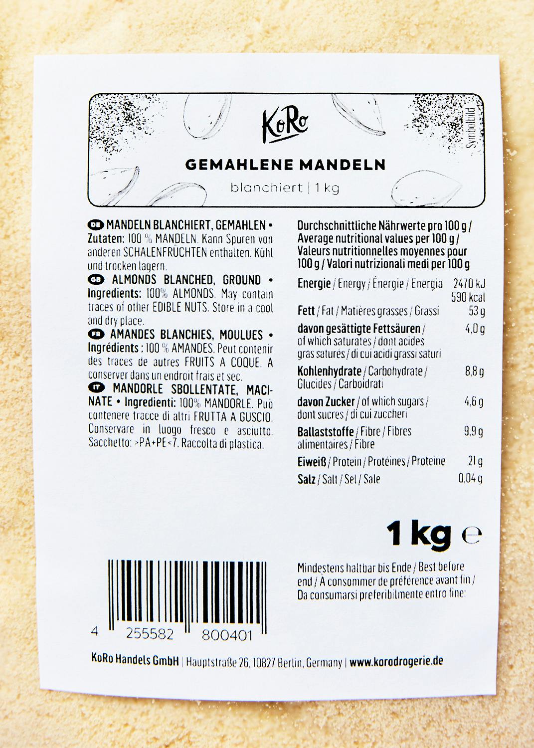 Gemahlene blanchierte Mandeln 1 kg