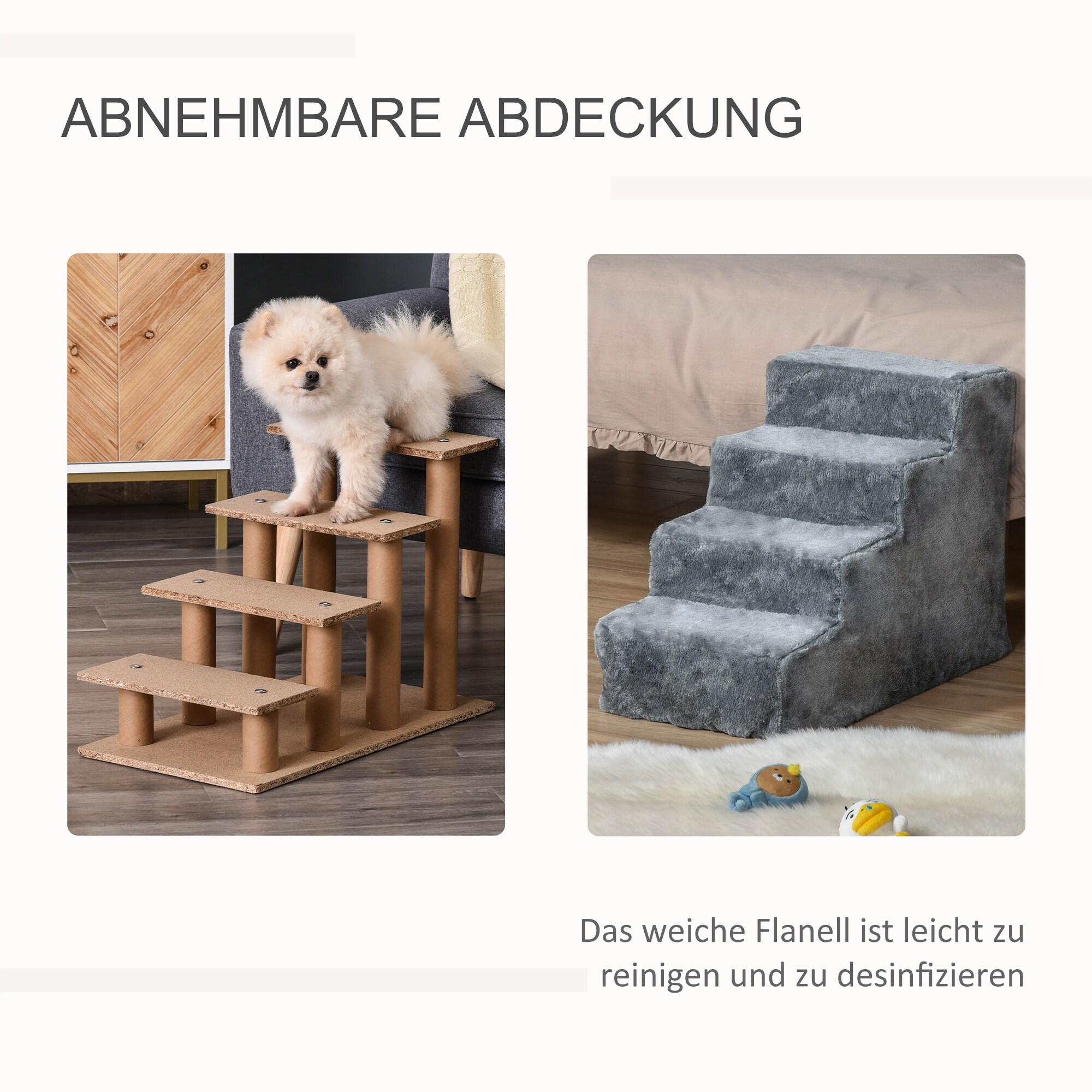 PawHut Haustiertreppe mit abnehmbarem Bezug 60 x 35 x 44 cm (LxBxH)
