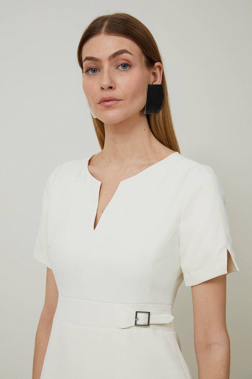 KarenMillen Mini robe Tailored Military Pleat à manches courtes
