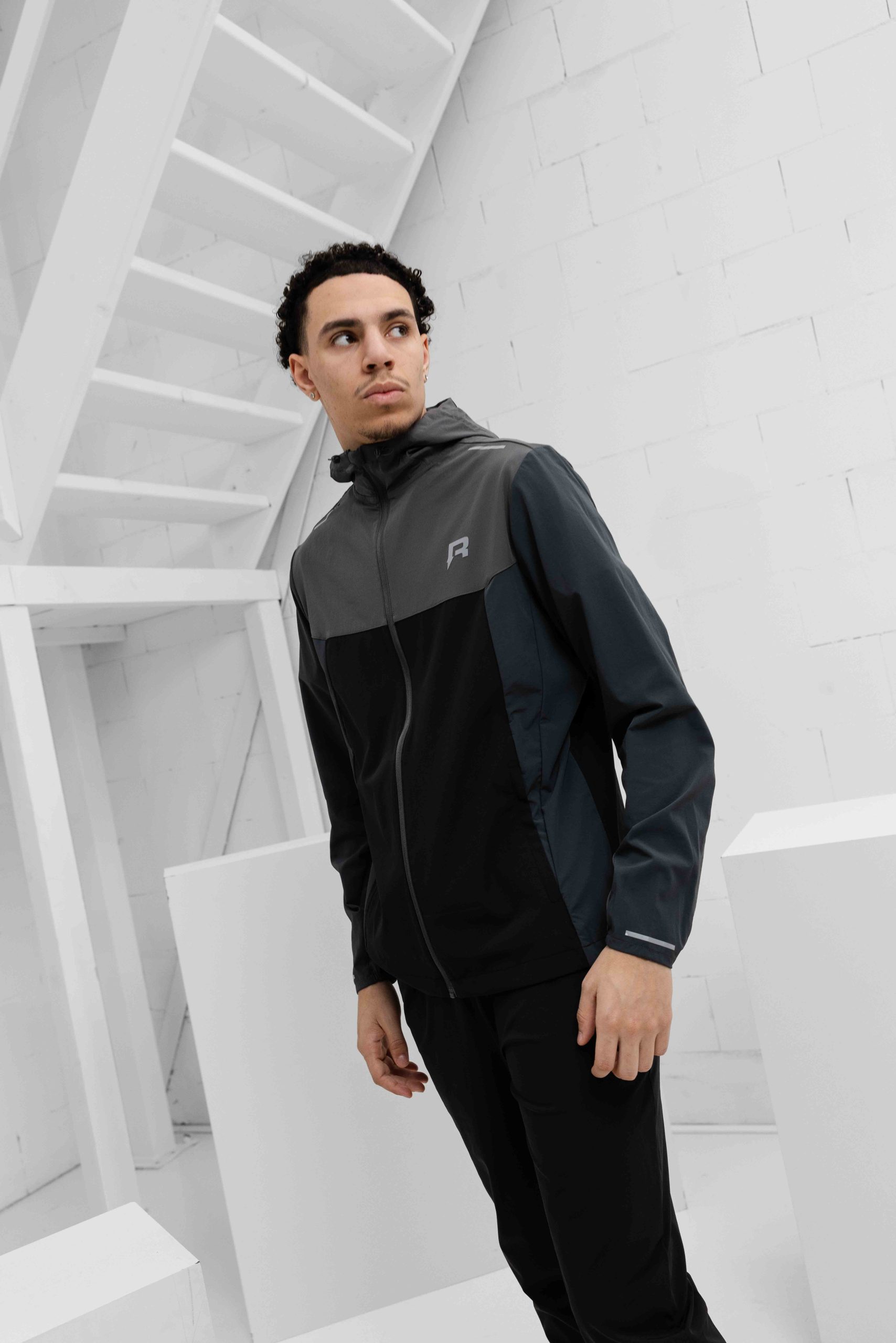 Reprimo Flight Windbreaker Trainingspak Heren Zwart/Grijs