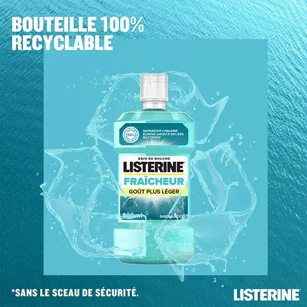 Listerine Fraîcheur Bain de Bouche Quotidien Fraîcheur Goût Plus Léger 500ml