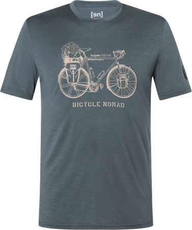 BICYCLE NOMAD BIO Herren-Kurzarm-Merino-Shirt  turbulence bluevintage khaki melange  XL