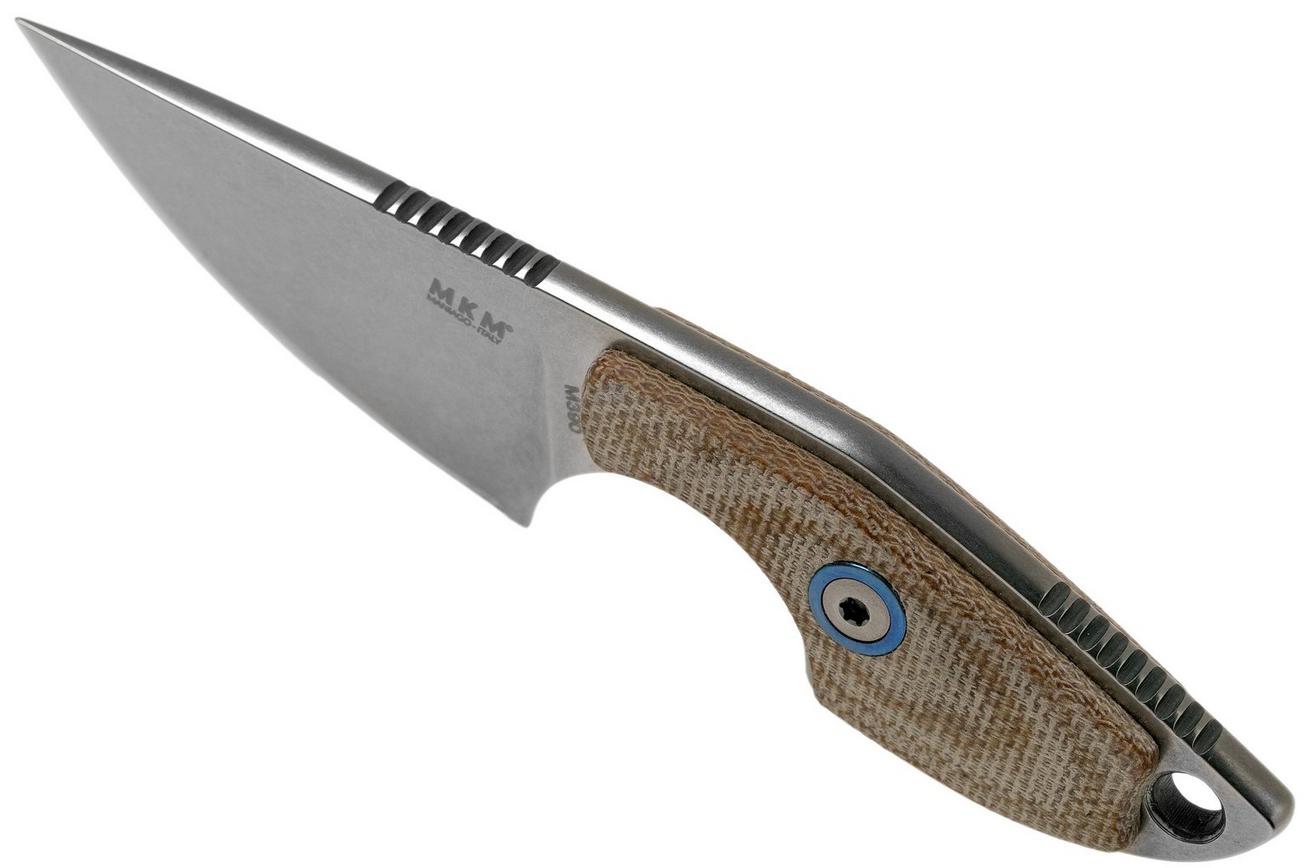 MKM Mikro 1 Drop, Stonewashed Natural Canvas Micarta nekmes, Jesper Voxnaes design