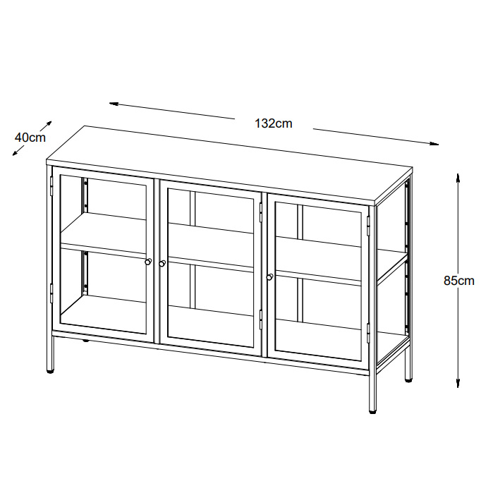 Nordic Home - Ragnar dressoir - 130 cm - zwart