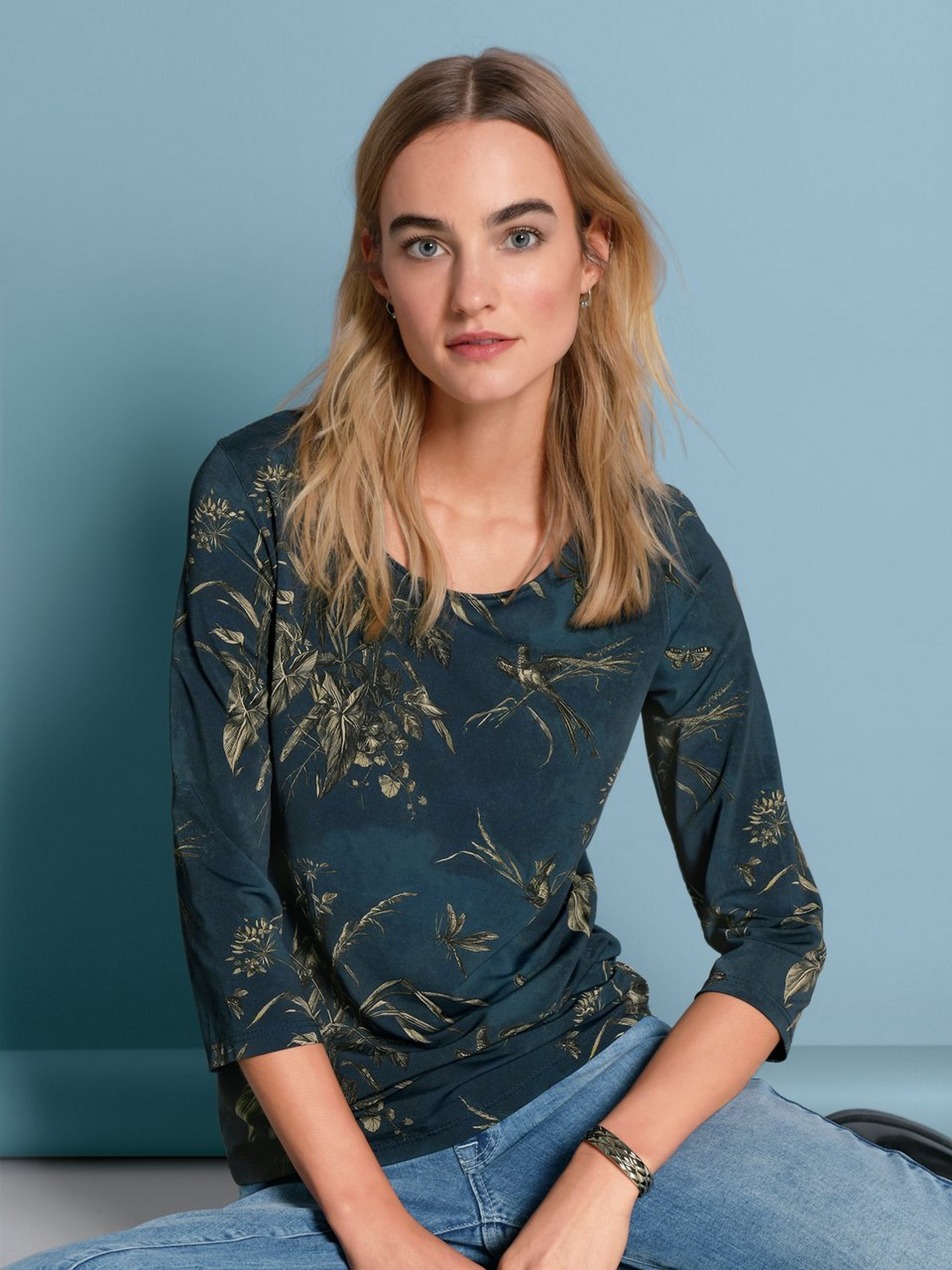 Rundhals-Shirt mit 3/4-Arm