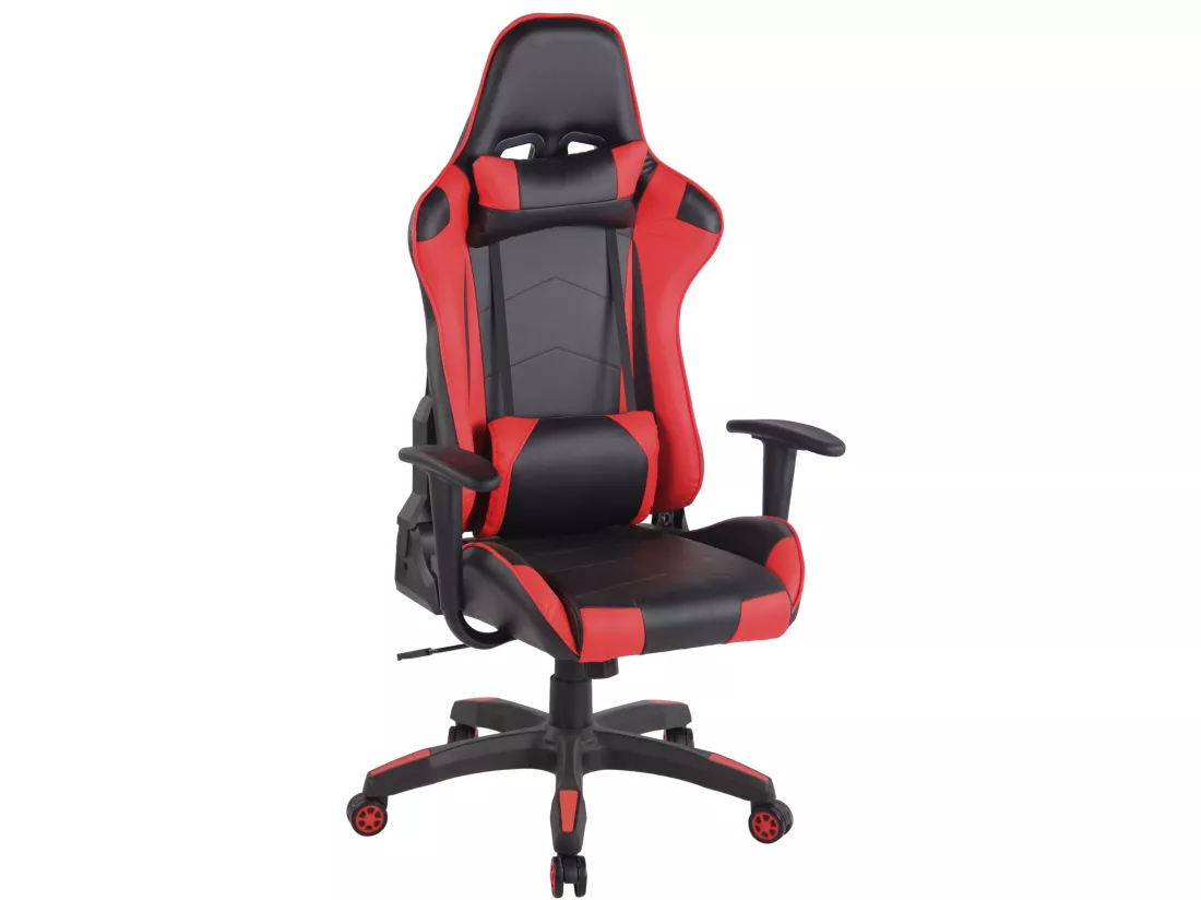 Chaise de bureau - Similicuir & Plastique - Noir / Rouge - Miracle V2
