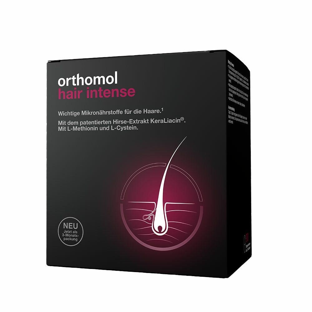 Orthomol Hair Intense - Mikronährstoffe für schönes Haar - mit Biotin, Kupfer, Zink und dem patentierten KeraLiacin - Kapseln