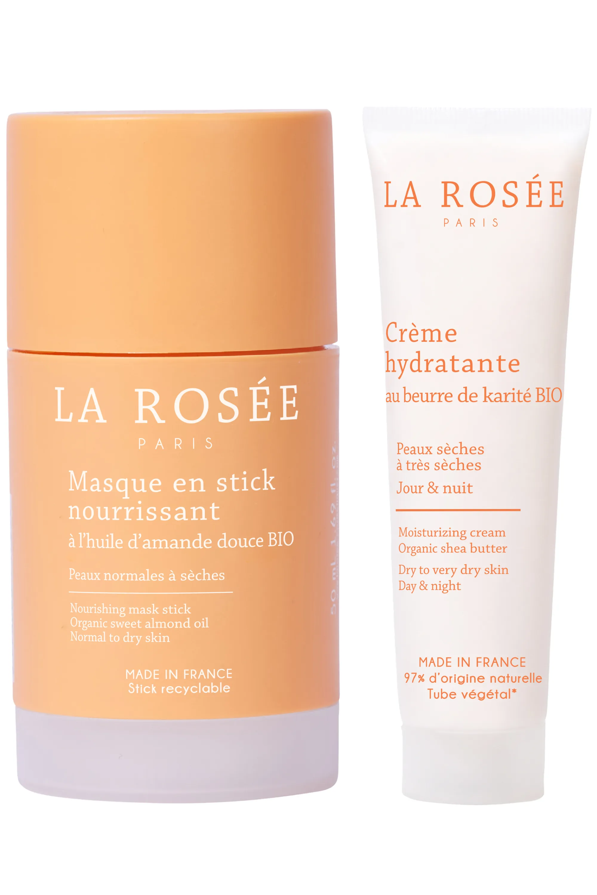 La Rosée Le duo masque en stick et crème hydratante pour peaux sèches