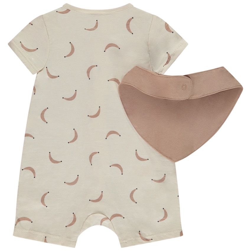Ensemble combishort imprimée bananes + bandana pour bébé garçon - Moutarde