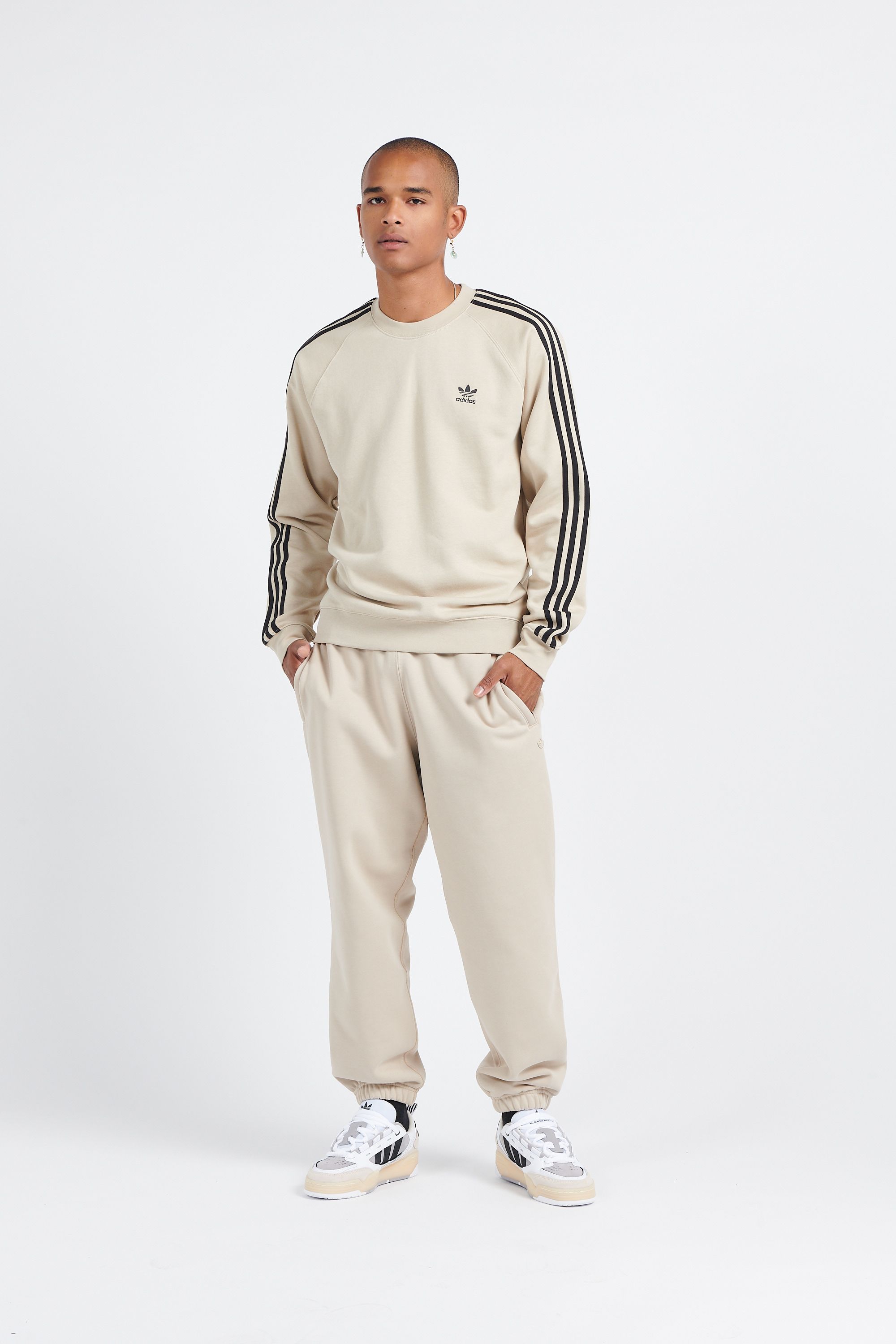 ADIDAS T-shirt manches longues  3-STRIPES CREW Beige