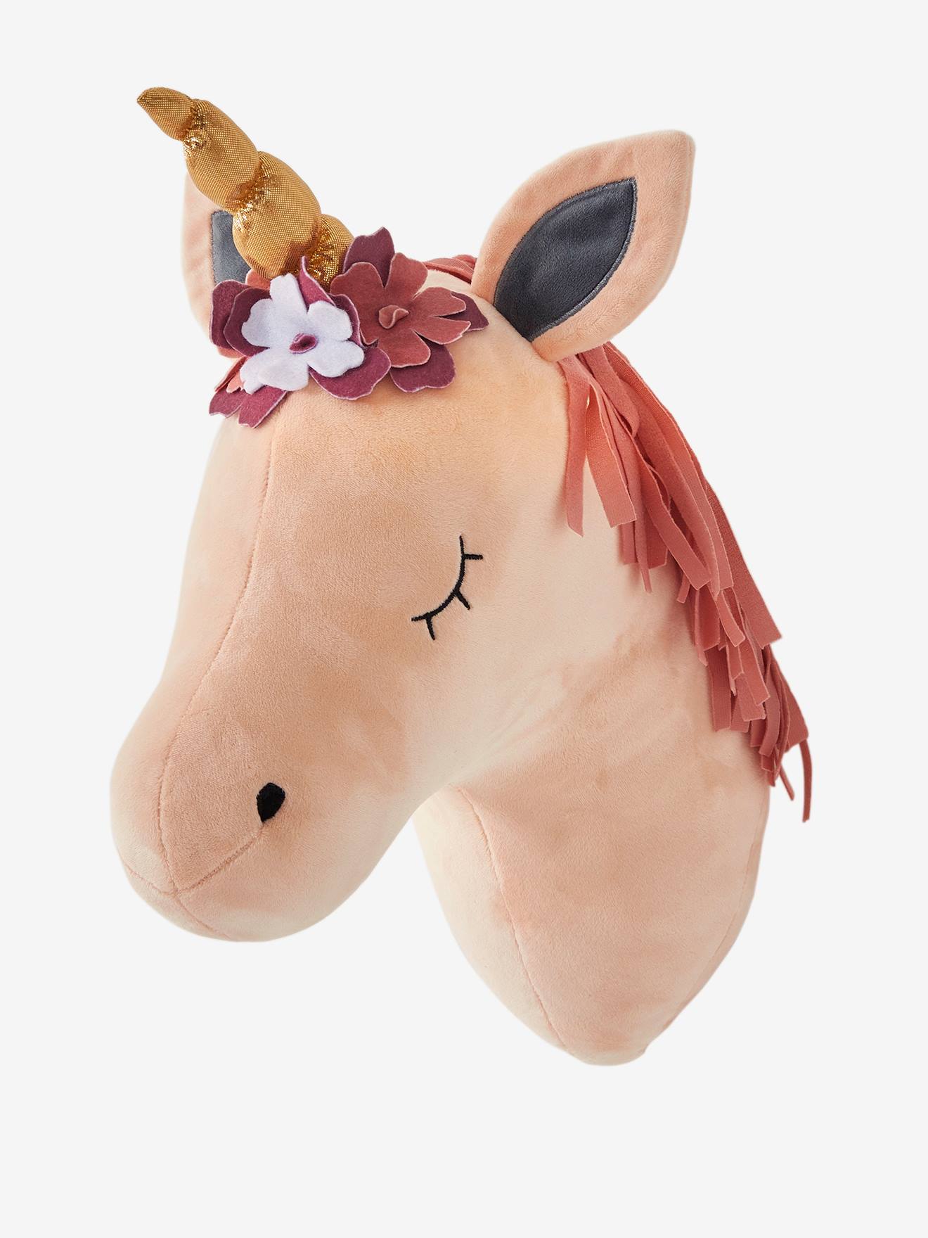 Decoração de parede de unicórnio bicolor rosa claro/multicolorida