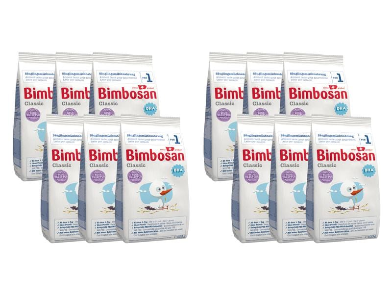 Bimbosan Anfangsmilch Classic 1 Auffüllpack 12x 400 g Erstklassige Säuglingsmilchnahrung Nachfüllung