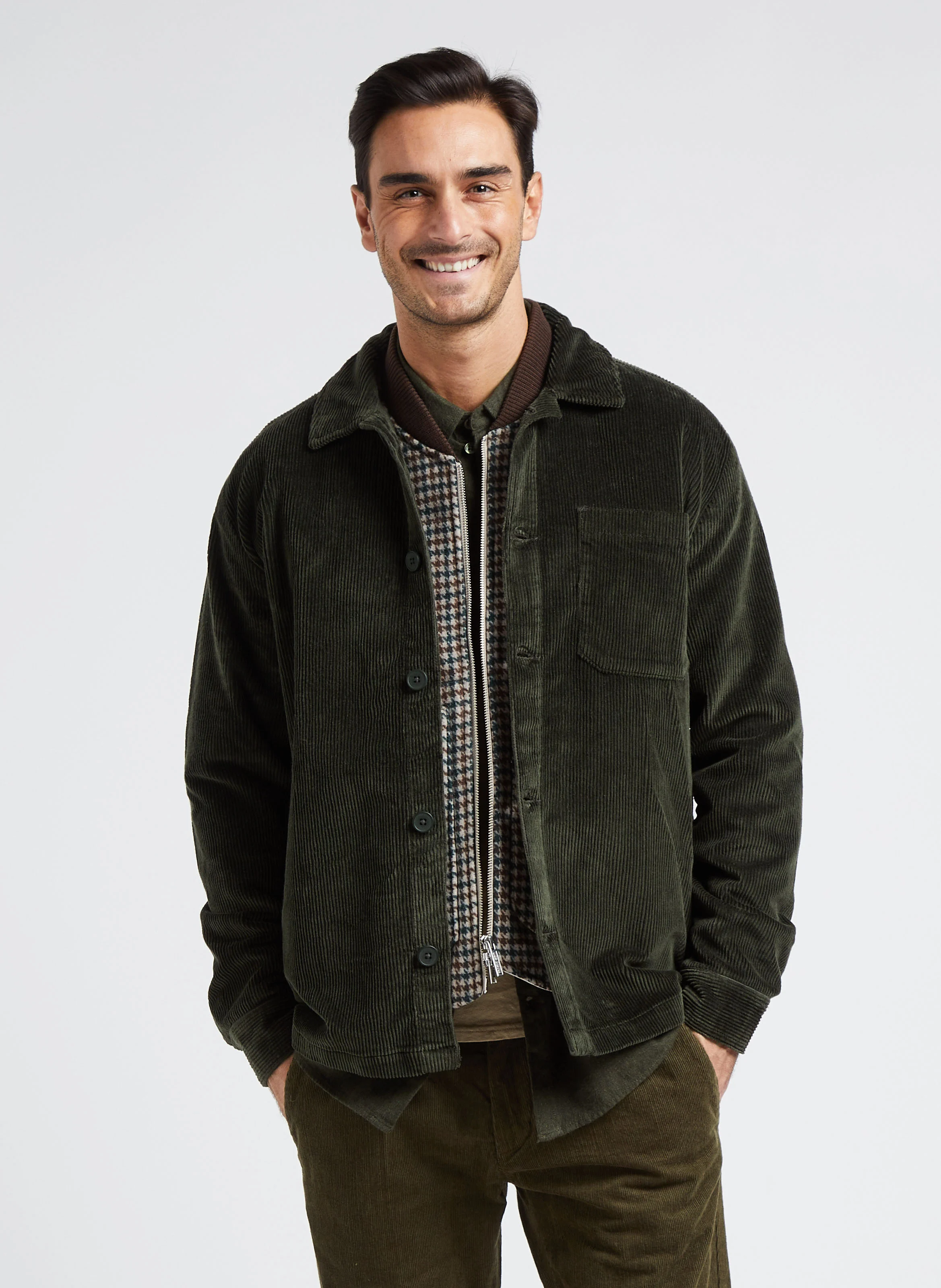 Veste col classique en coton bio | Vert