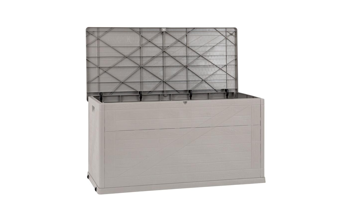 Gartenbox Wood 420 l Warmgrau<br>Multifunktionale Kissenbox