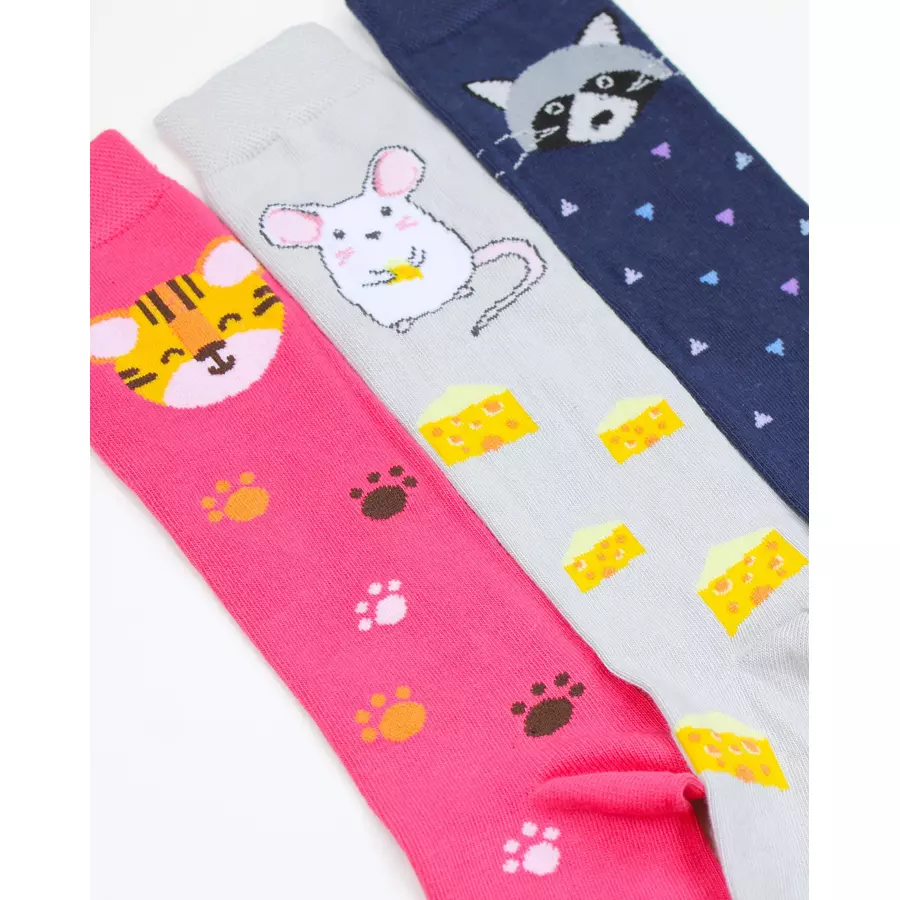 TupTam Mädchen Knielange Socken Gemustert 3er Pack rosagelb