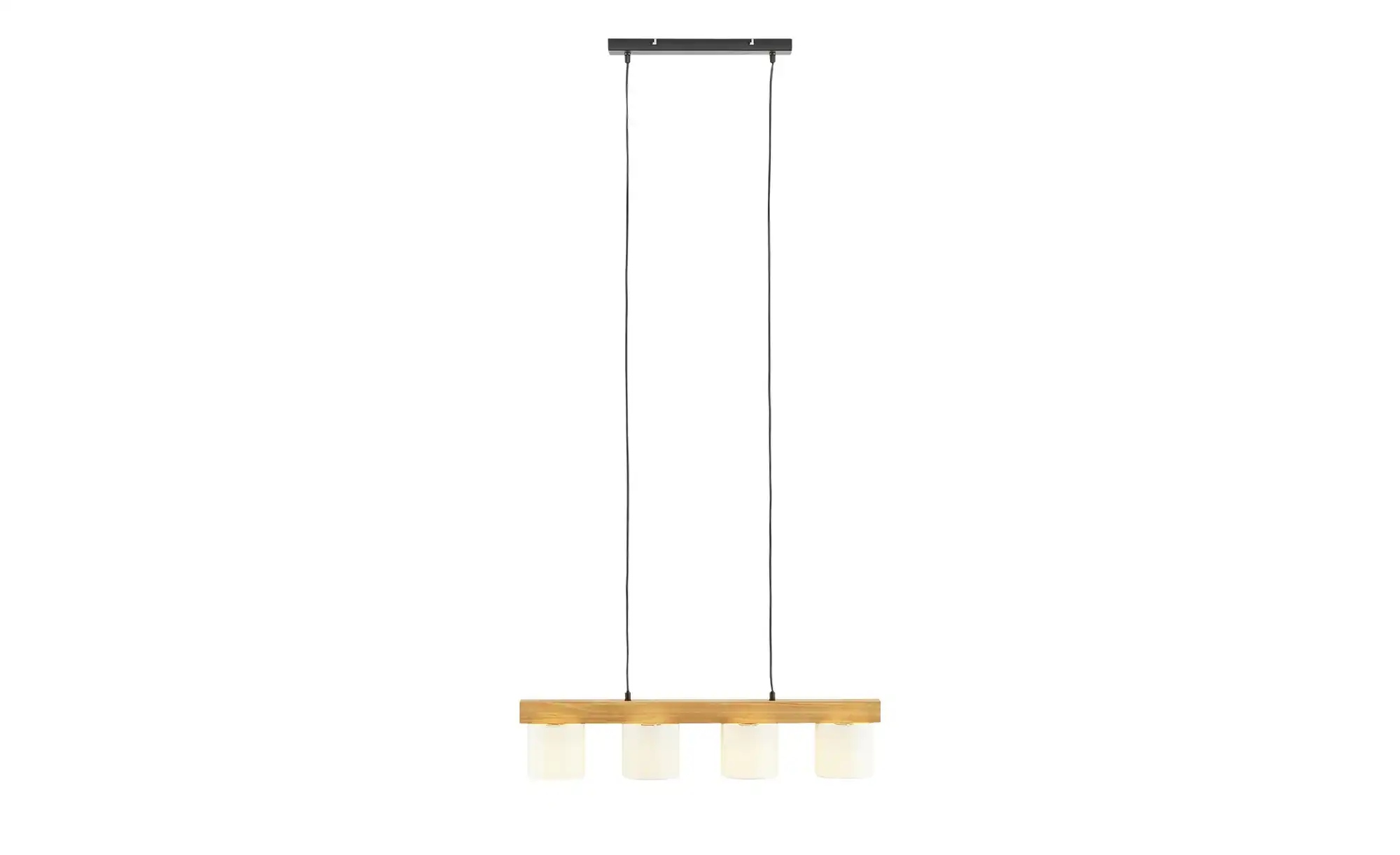 Trio Pendelleuchte, 4-flammig, Holz/ Stoffschirm weiß