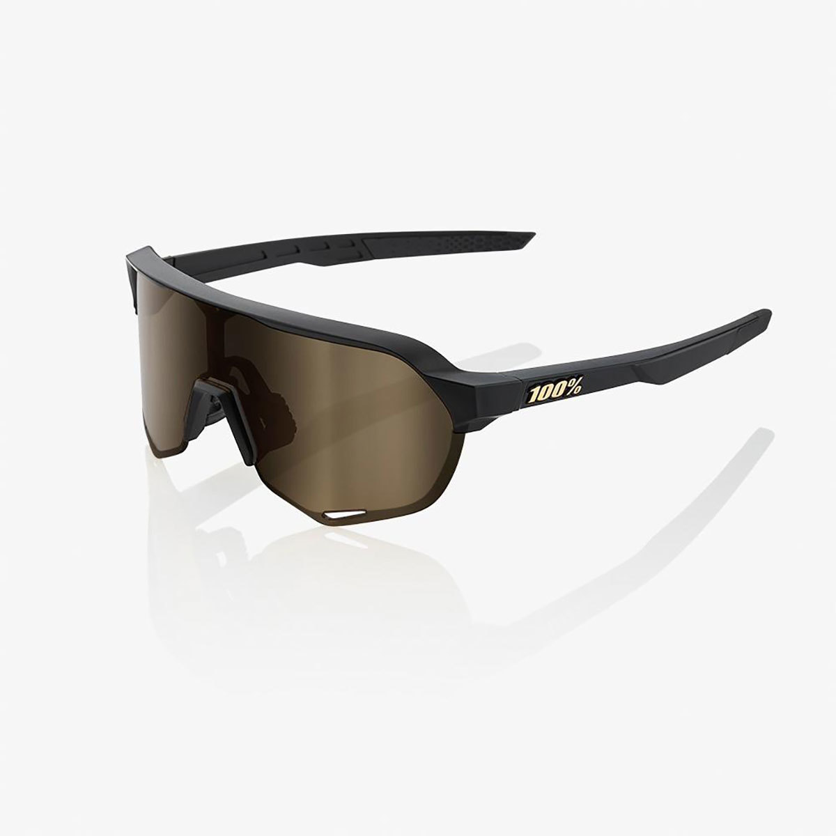 100% S2 Sport Zonnebril Mat Zwart Soft Gold Mirror Lens