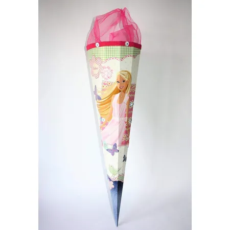 Nestler Schultüte Barbie mit Blumenstoffapplikation, eckig, 85 cm