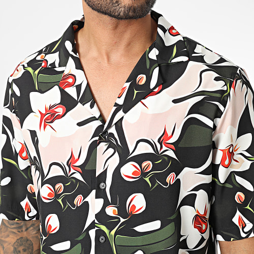 Chemise Manches Courtes Noir Floral