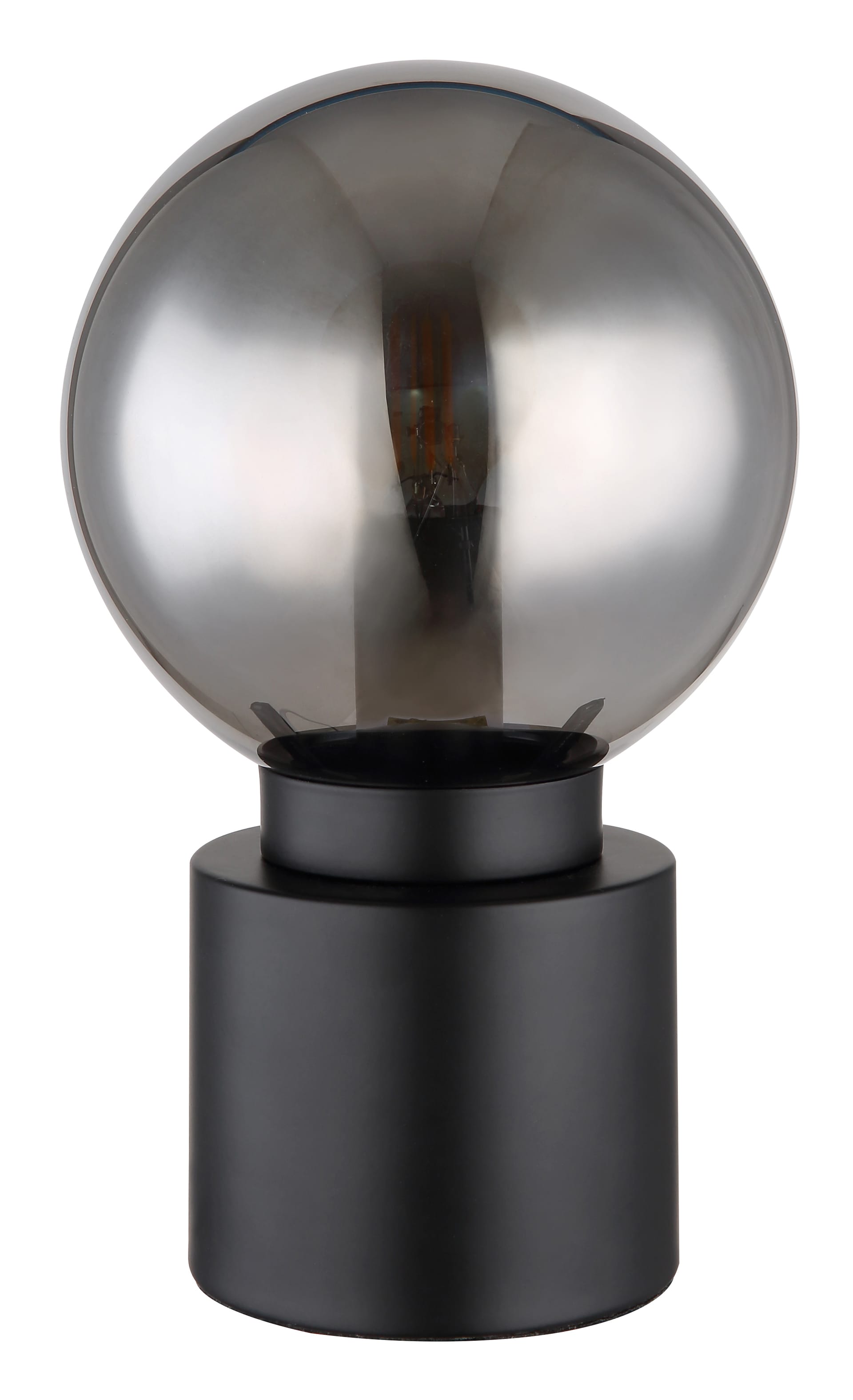 GLOBO Retrofit Tischlampe Marka Schwarz /Rauchfarbig 15x15cm H24,5cm