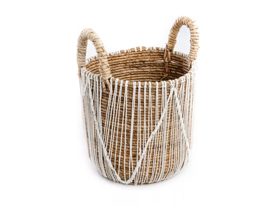 Le Panier Straight Stitched Makramee - Naturel Blanc - M