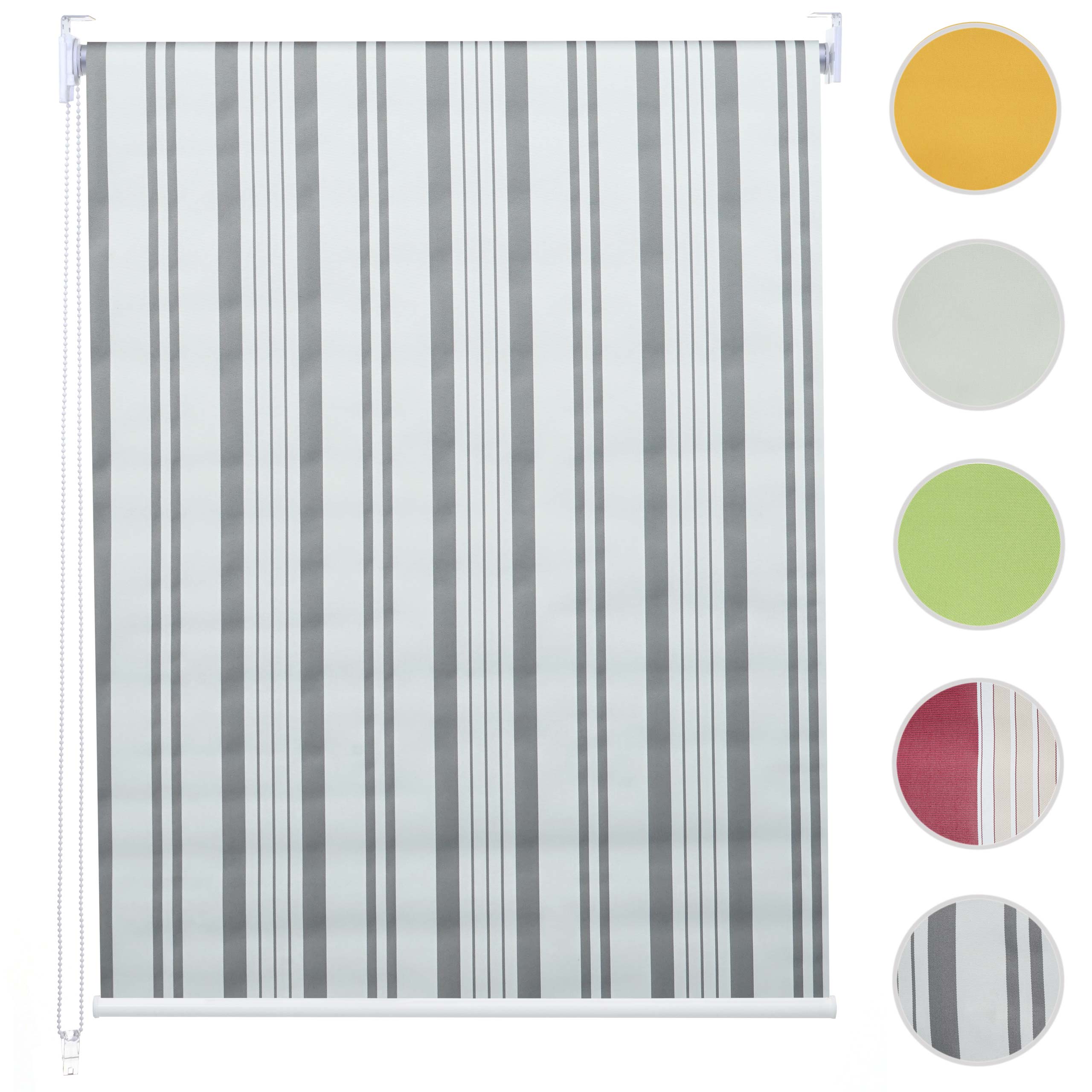 Rollo MCW-D52, Fensterrollo Seitenzugrollo Jalousie, Sonnenschutz Verdunkelung blickdicht 90x230cm ~ grau/weiß