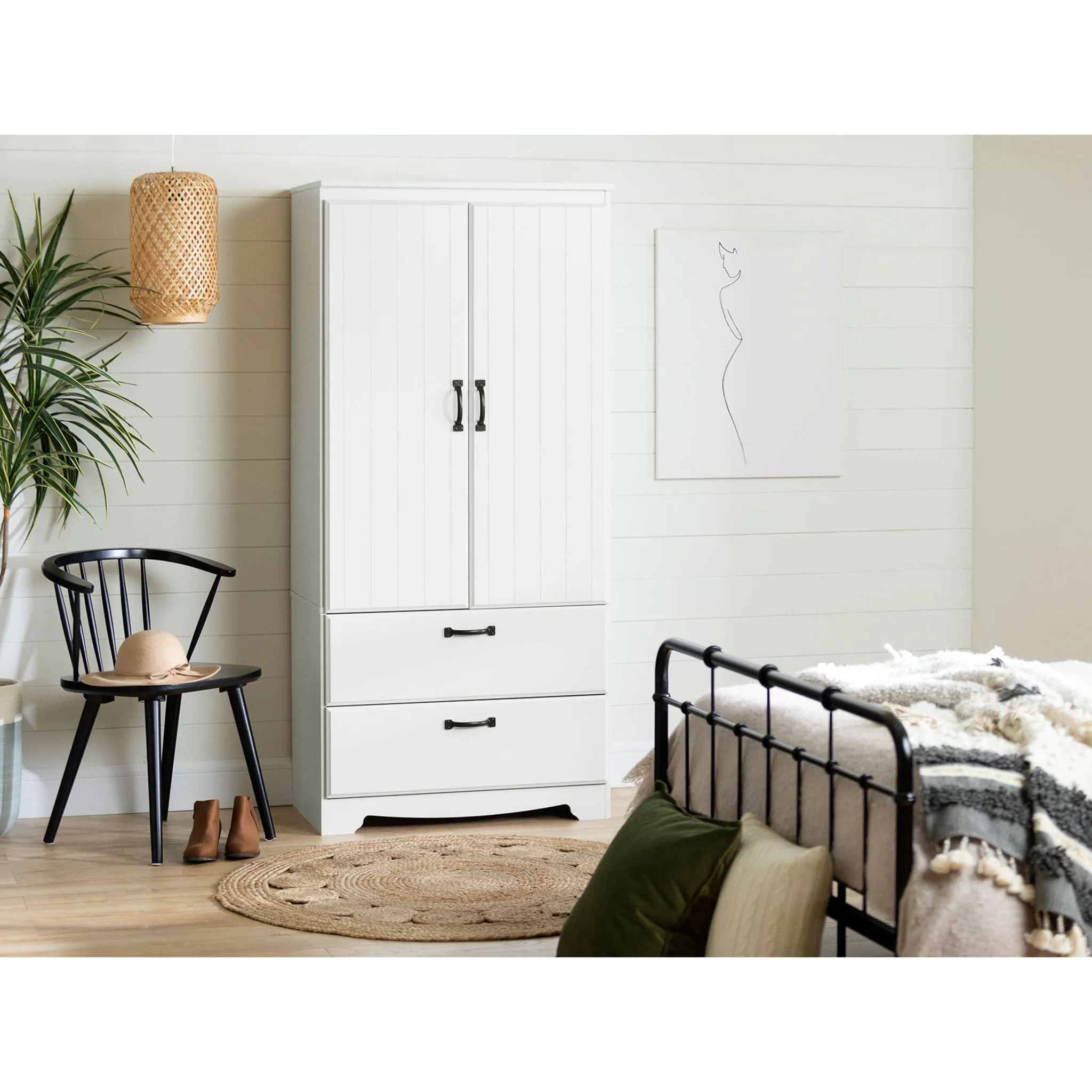 South Shore Armoire penderie - Farnel Blanc Solide