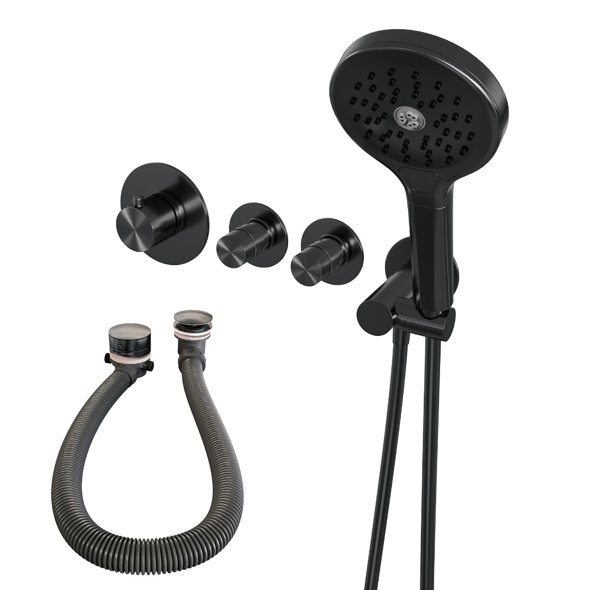 Brauer Gunmetal Edition inbouw badkraan met badvulcombinatie en 3 standen handdouche gunmetal geborsteld PVD