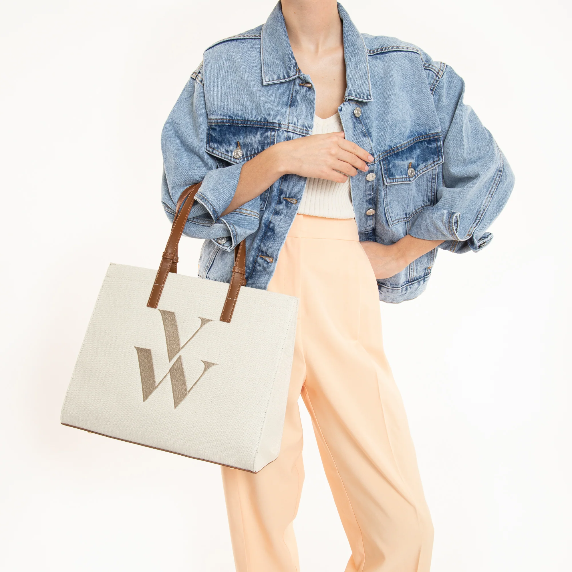 Sacs-Sac cabas monogramme Emilia beige