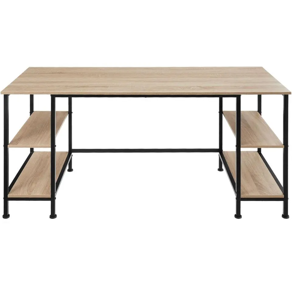 tectake Bureau Stoke 137x55x75cm, Industrieel Licht Hout, Eiken Sonoma