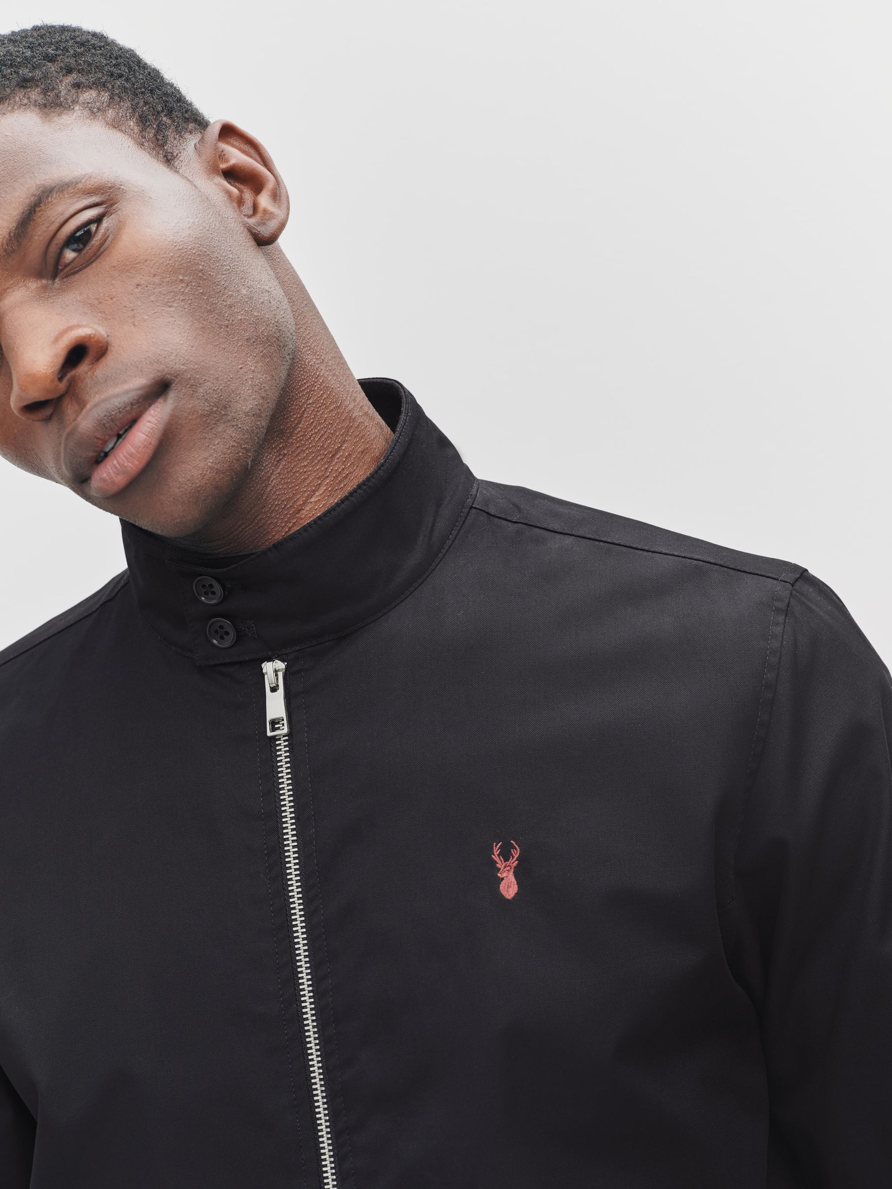 Zwart - Regenbestendig Harrington jack met geruite voering