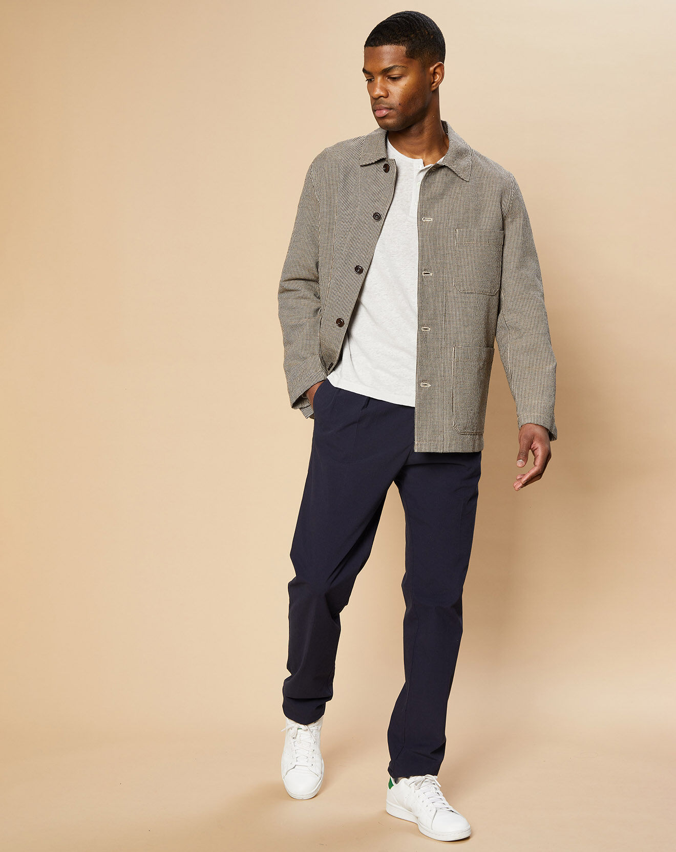 Hartford Veste en Lin & Coton Jerry marron/beige