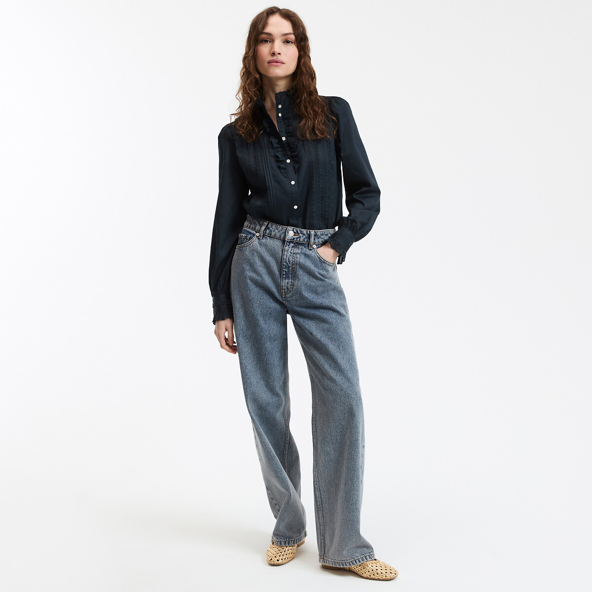 COLEÇÕES LA REDOUTE<br>Blusa romântica de algodão Signature EUGENIE